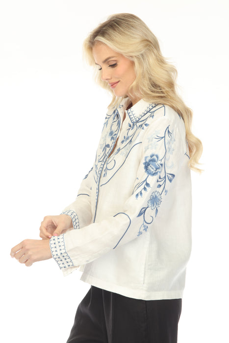 Johnny Was JWLA White Western Linen Jacket J43025-2