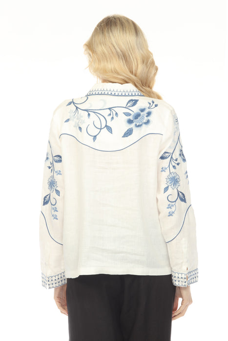 Johnny Was JWLA White Western Linen Jacket J43025-2