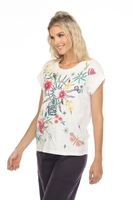 Johnny Was JWLA Arla Embroidered Relaxed Tee Boho Chic J16923