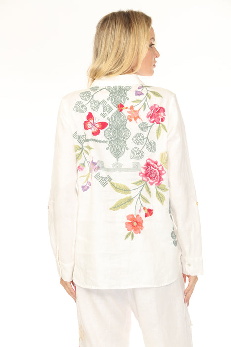 Johnny Was JWLA Dacie Relaxed Linen Shirt J16524 *