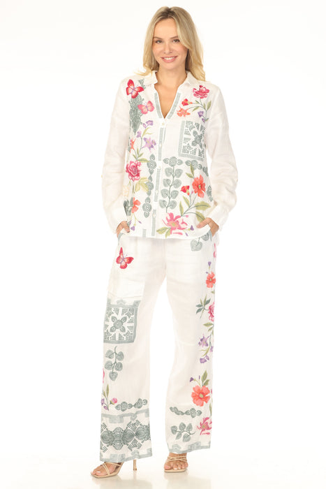 Johnny Was JWLA Dacie Relaxed Linen Shirt J16524 *