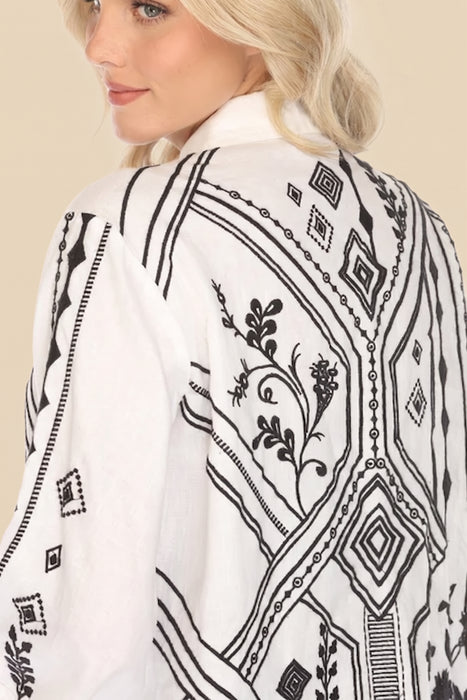 Johnny Was JWLA Kimono Sleeve Linen Shirt J15524 *