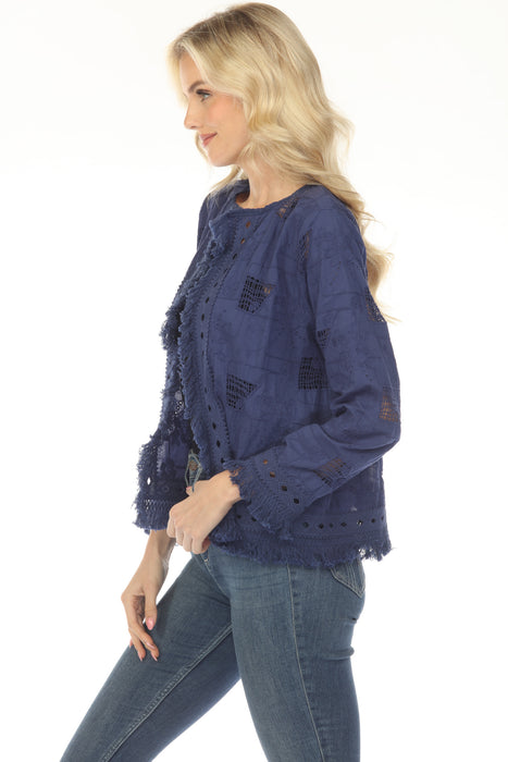 Johnny Was Blue Kae Fringe Jacket C47025-2