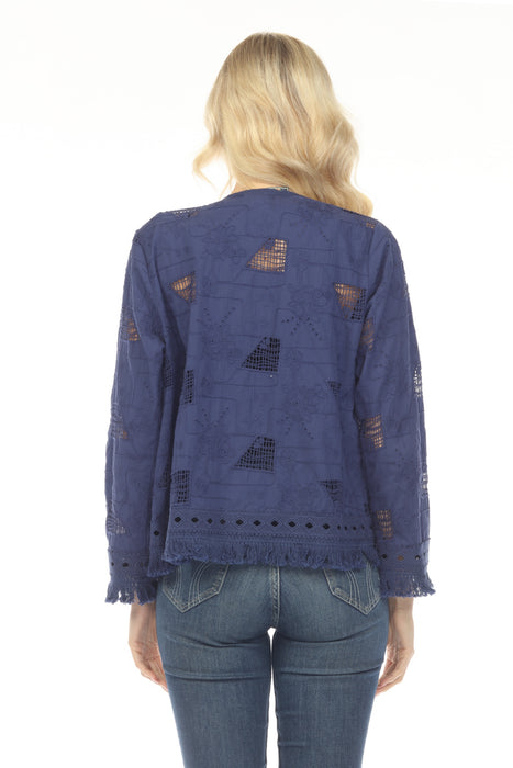 Johnny Was Blue Kae Fringe Jacket C47025-2