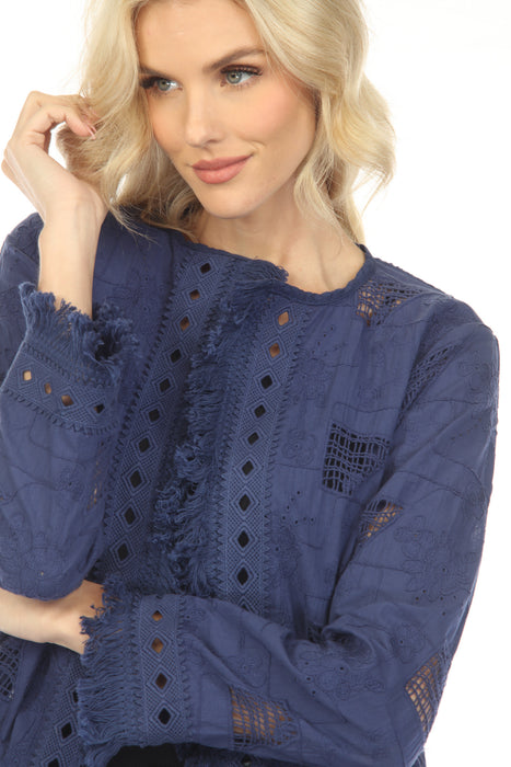 Johnny Was Blue Kae Fringe Jacket C47025-2