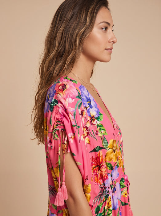 Johnny Was Kairi Floral V-Neck Drawcord Kaftan CSW3226-J