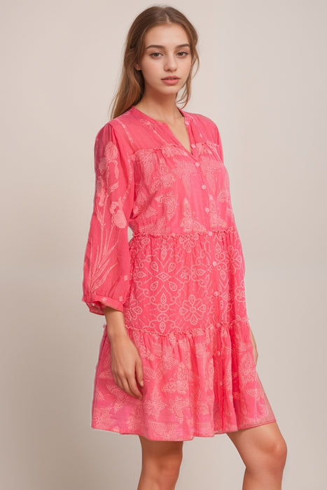 Johnny Was Pink Kimberlee Embroidered Dress C37425-2