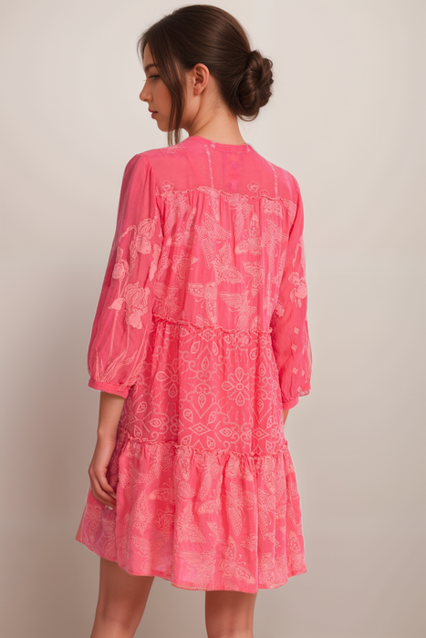 Johnny Was Pink Kimberlee Embroidered Dress C37425-2