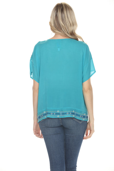 Johnny Was Lake Blue Tresure Mariafe Blouse C14826-3