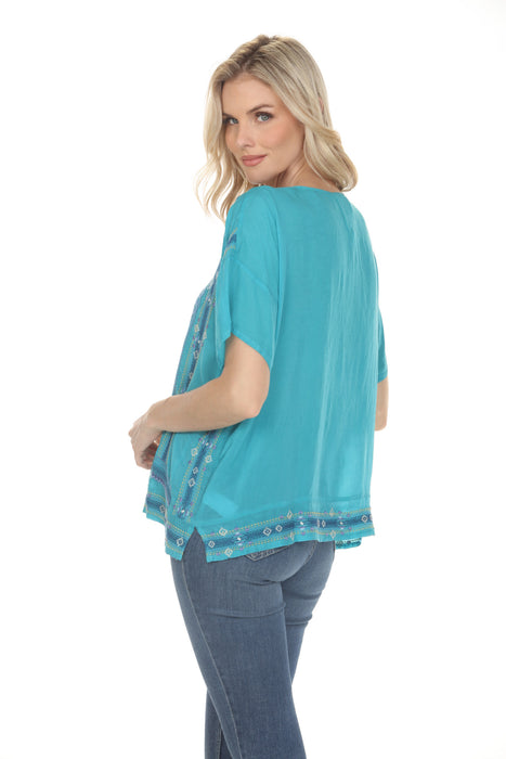 Johnny Was Lake Blue Tresure Mariafe Blouse C14826-3