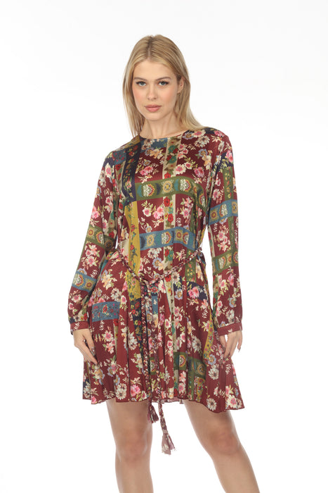 Johnny Was Laurie Pippa Silk Floral Belted Mini Dress Boho Chic C33822A8