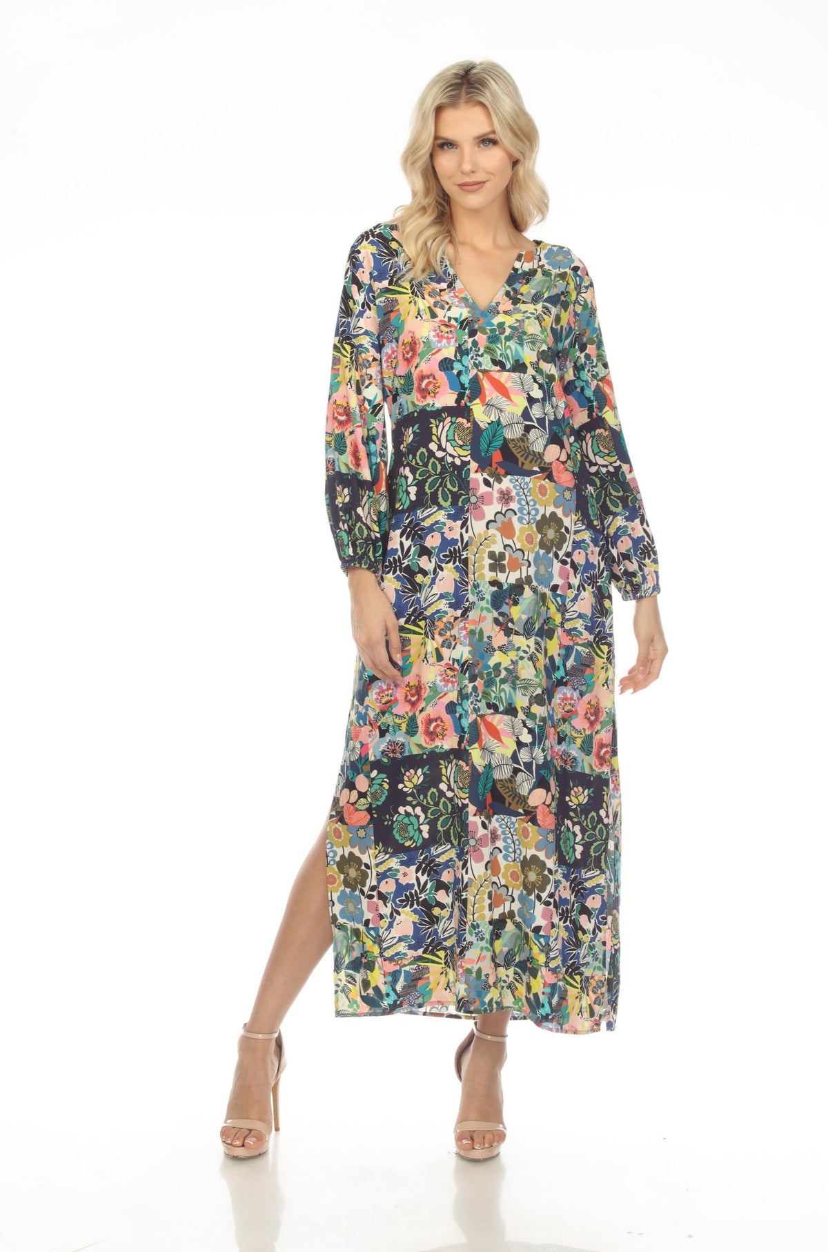 Women's Puff Sleeve Swim Cover-Up Maxi Dress