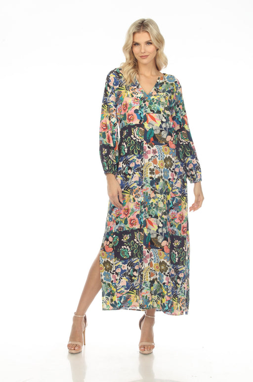 Johnny Was Style CSW0423-F Layla Puff Sleeve Swim Cover-Up Maxi Dress Boho Chic 