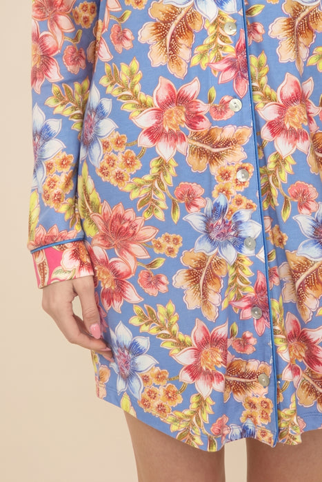 Johnny Was Leilah Raglan Floral Long Sleeve Sleep Shirt MS0223