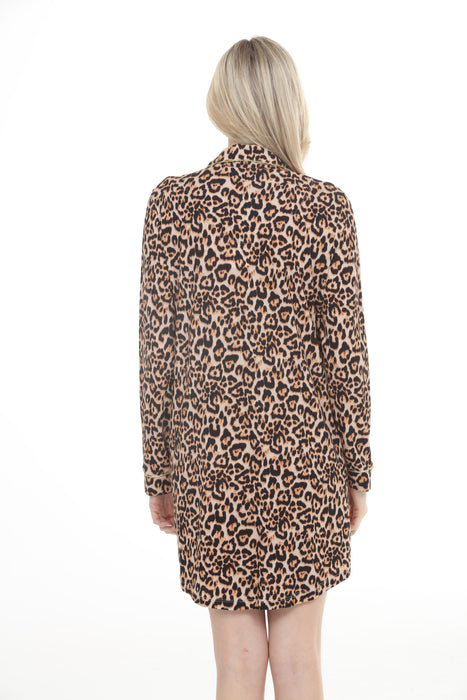 Johnny Was Leopard Print Long Sleeve Sleep Shirt MS0225-L