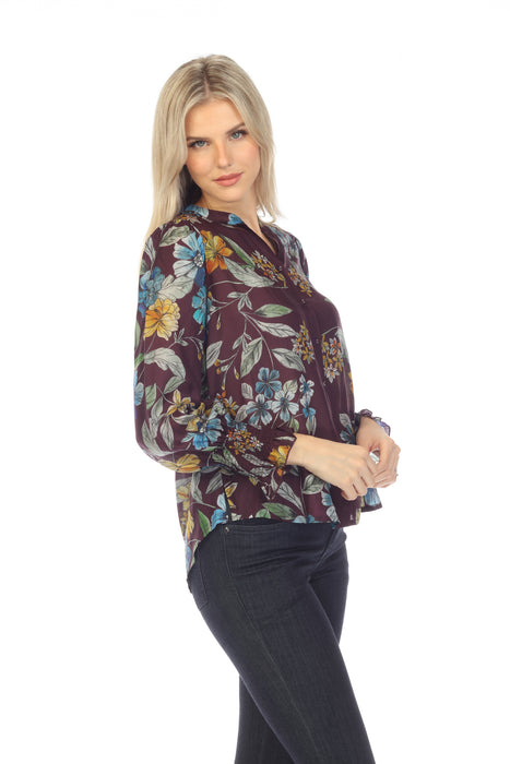 Johnny Was Lexi Tamisha Silk Floral Long Sleeve Blouse Chic C15722A9 NEW