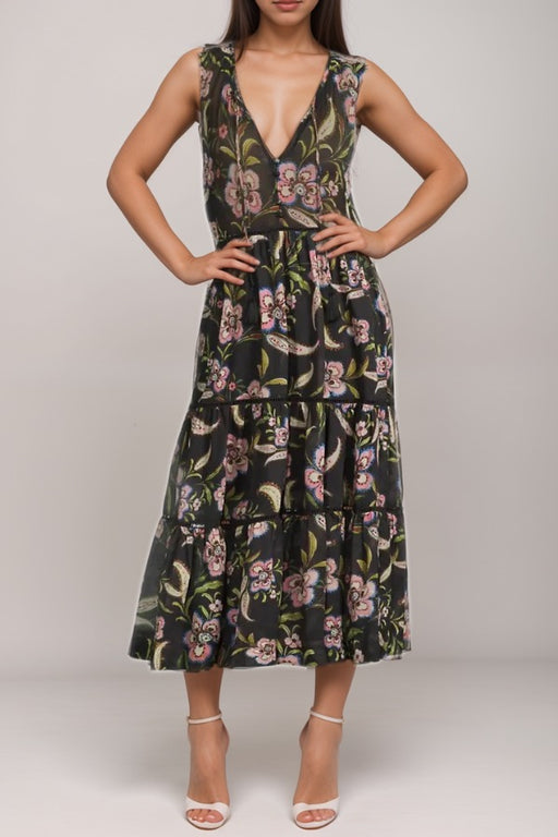 Johnny Was Style R35424-6 Libbi Floral Tiered Midi Dress