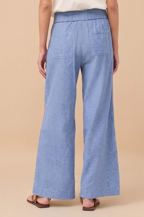 Johnny Was Light Denim Blue Elizabeth Wide Leg Pleat Pant W65225-E
