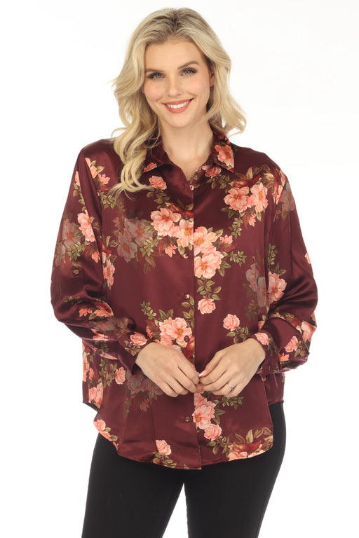 Johnny Was Love Style L14323 Amanza Winona Silk Floral Button-Down Shirt Boho Chic