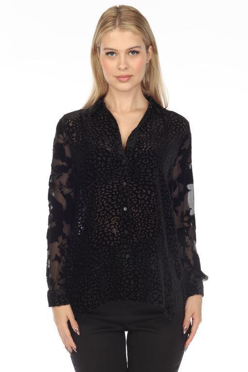 Johnny Was Love Style L12222 Black Audrey Button-Down Shirt Boho Chic