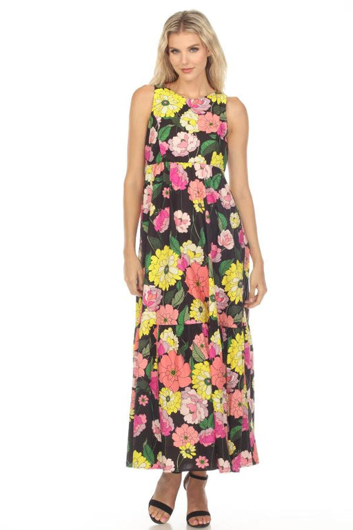 Johnny Was Love Style L37223-3 Casia Floral Tiered Maxi Dress Boho Chic