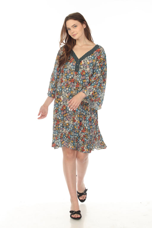 Johnny Was Love Style L38821 Divina Floral Wide Sleeve Tunic Dress Boho Chic