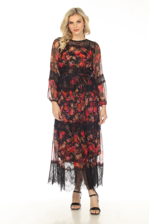 Johnny Was Love Style L38023 Flora Silk Lace Tiered Maxi Dress