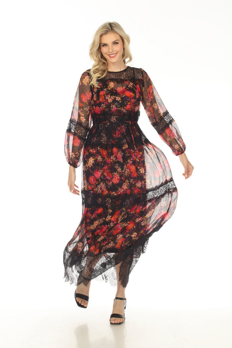 Johnny Was Jade Flora Silk Maxi Dress L38023 Petite