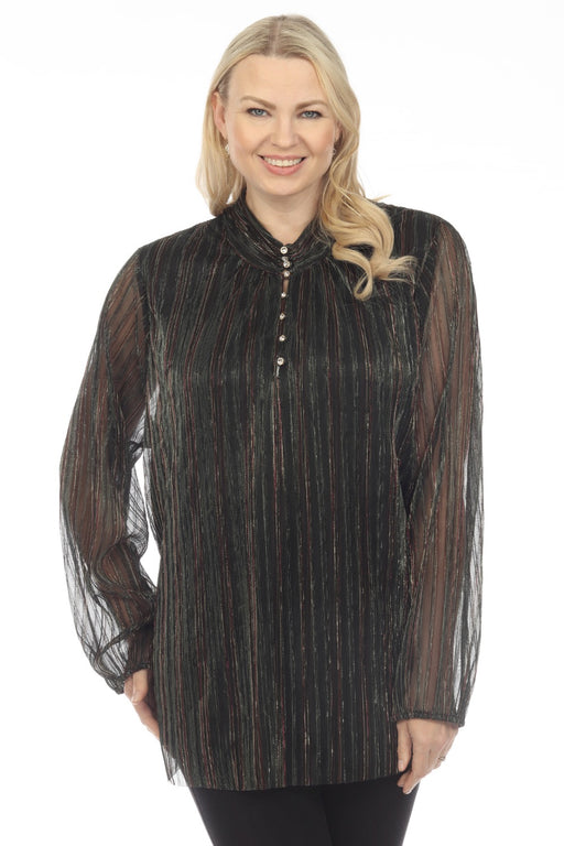 Johnny Was Love Style L18422-OX Forever Young Sheer Metallic Blouse Plus Size