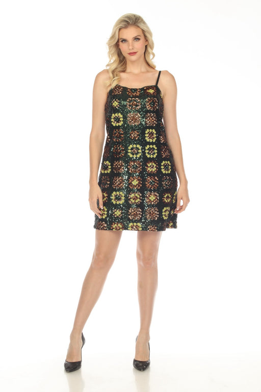 Johnny Was Love Style L34923 Gemini Sequin Spaghetti Strap Mini Dress Boho Chic