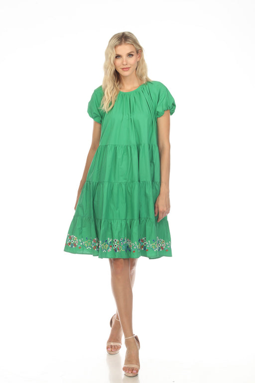 Johnny Was Love Style L30223 Green Amanza Eyelet Embroidered Mini Dress Boho Chic