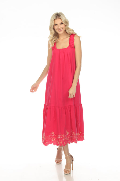 Johnny Was Love Style L31623 Hot Pink Yoko Eyelet Embroidered Maxi Dress