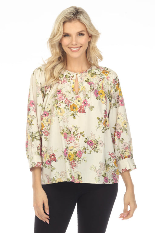Johnny Was Love Style L14523 Isabella Floral 3/4 Sleeve Blouse Boho Chic
