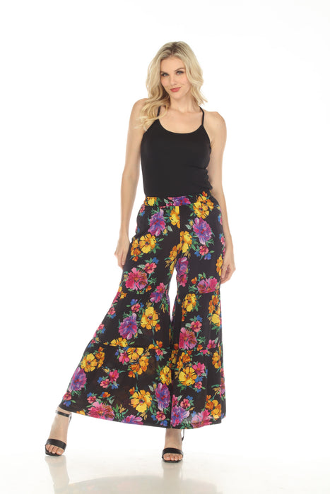 Johnny Was Love Poppy Silk Tiered Floral Flared Pants Boho Chic L60723