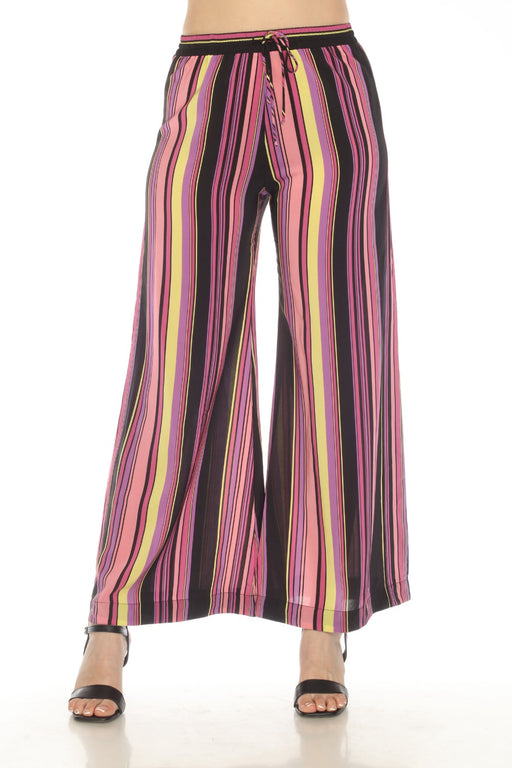 Johnny Was Love Style L68123 Rue Easy Silk Striped Wide Leg Pants Boho Chic