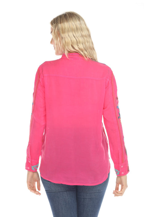 Johnny Was Velouria Embroidered Button-Down Blouse C11825-R