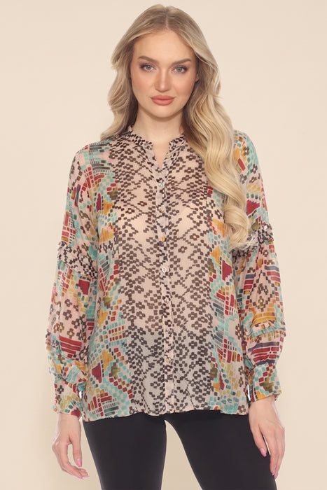 Johnny Was Malina Geometric Print Blouse C17424A8