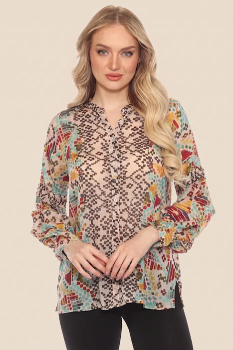 Johnny Was Malina Geometric Print Blouse C17424A8
