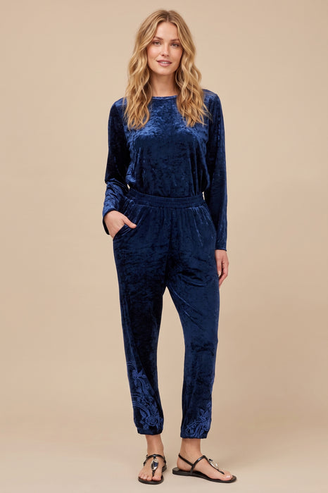 Johnny Was Blue Carmel Crushed Velvet Jogger J65625-O