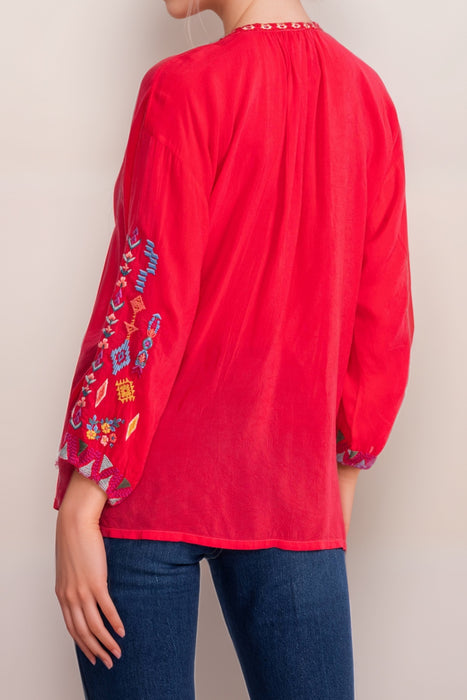 Johnny Was Red Margot Embroidered Blouse C12725-1