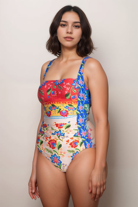 Johnny Was Marilyn Ruched One Piece Swimsuit CSW3025-FX Plus Size