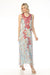 Woman wearing a lightweight mesh maxi dress with floral print and embroidery from Johnny Was