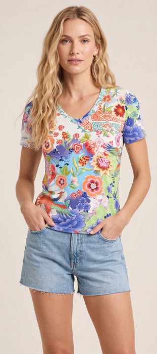 Johnny Was McDreamer The Janie Favorite Short Sleeve V-Neck Tee T11226
