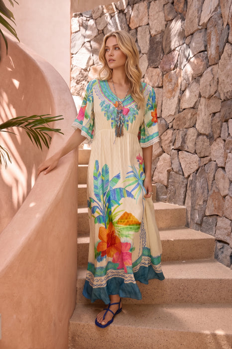 Johnny Was Melissa V-Neck Flutter Sleeve Tami Maxi Dress C38725-5