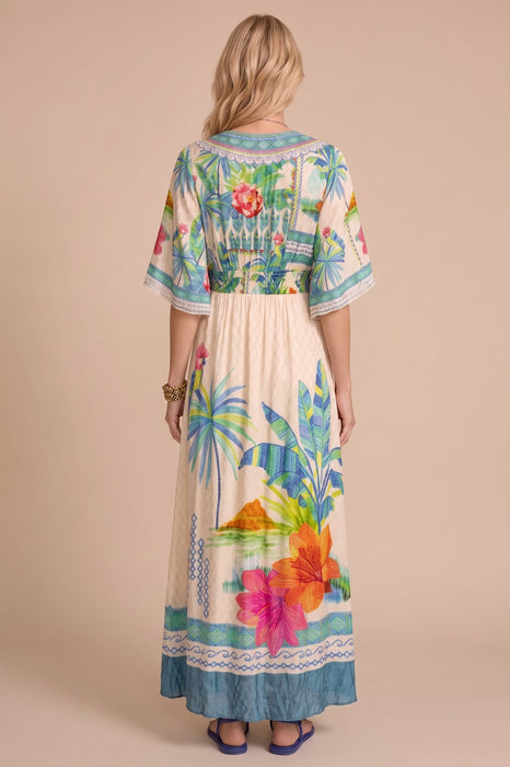 Johnny Was Melissa V-Neck Flutter Sleeve Tami Maxi Dress C38725-5