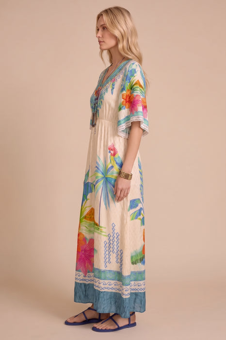 Johnny Was Melissa V-Neck Flutter Sleeve Tami Maxi Dress C38725-5