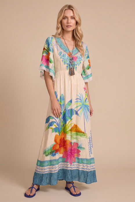 Johnny Was Melissa V-Neck Flutter Sleeve Tami Maxi Dress C38725-5