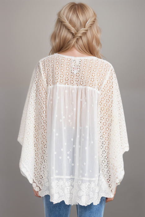 Johnny Was White Celestina Melodie Tunic Top C24725-3