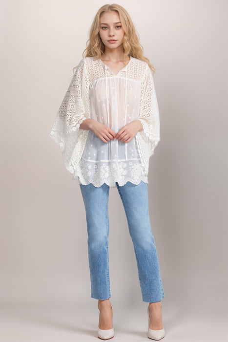 Johnny Was White Celestina Melodie Tunic Top C24725-3