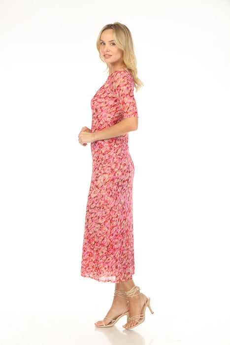 Johnny Was Pink Floral Mesh Midi Dress R36324-5